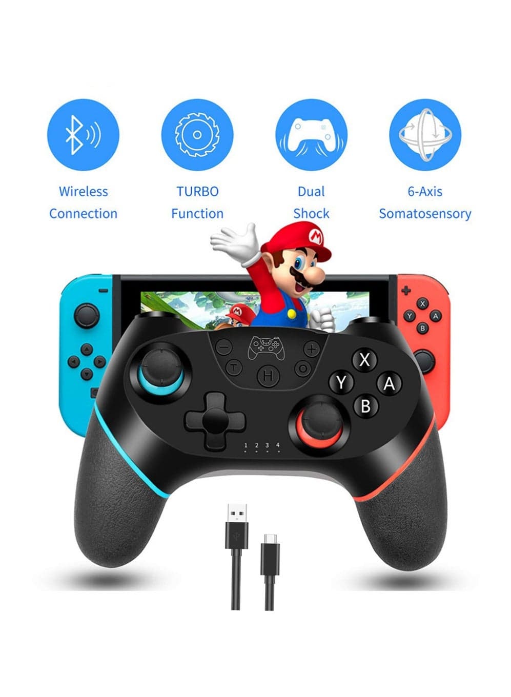 Upgraded Wireless Controller for Switch/Lite/OLED/Switch 2 Pro Controller for Switch Remote Joystick Gamepad Supports Wake up, Gyro Axis, Turbo, Dual Vibration and Screenshot Function