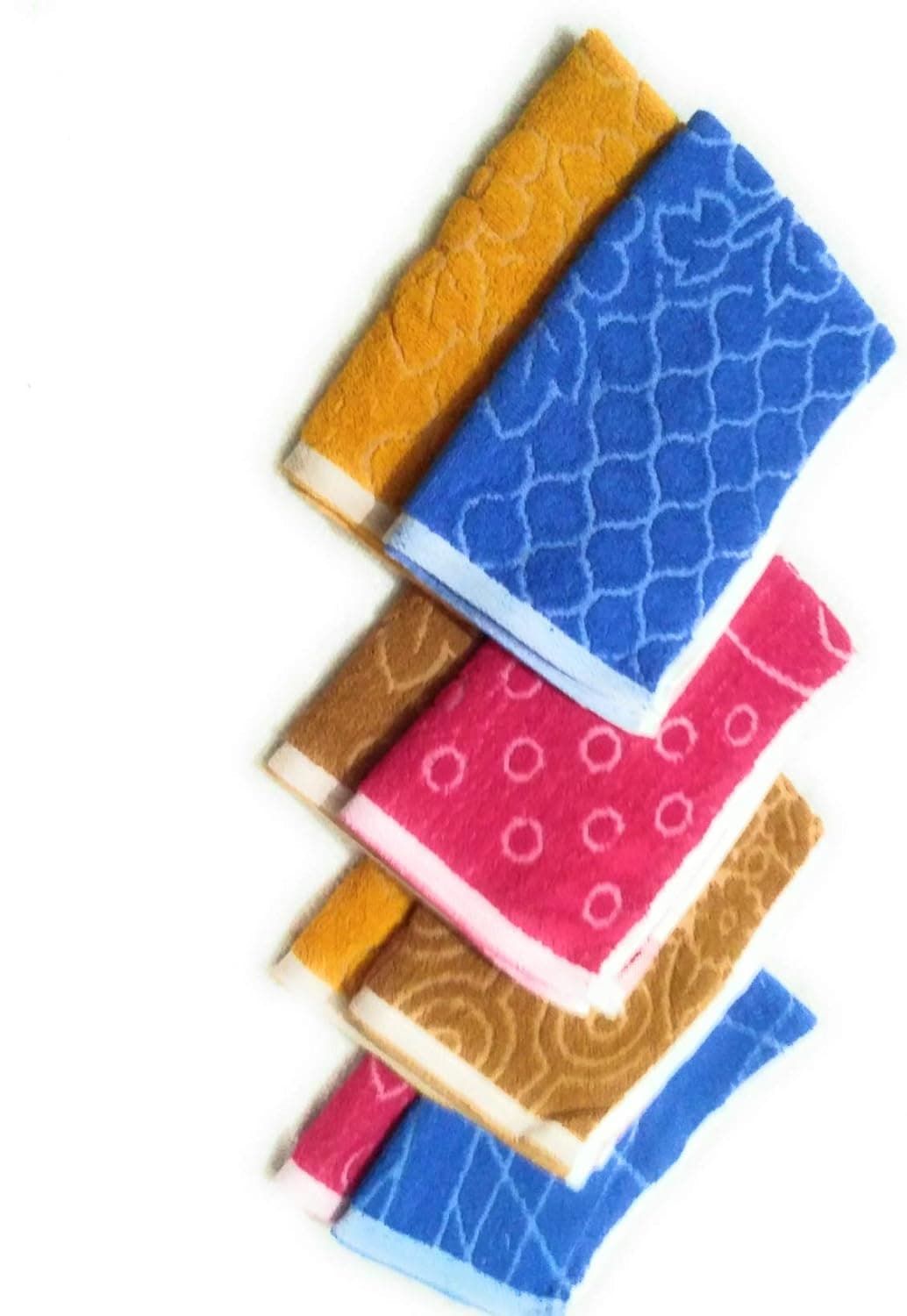 Cotton Colors Floral Design Hand Towels (Medium, Multicolor, Pack of 8)_t056