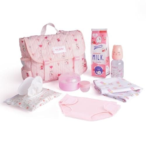 BABESIDE 9 Pcs Reborn Baby Doll Accessories for 1722 Inch Reborn Dolls Diaper Bag Set with 2 Diapers Changing Pad Bottle Tissue and Care Set Great for Childrens Pretend Play Doll Not Included
