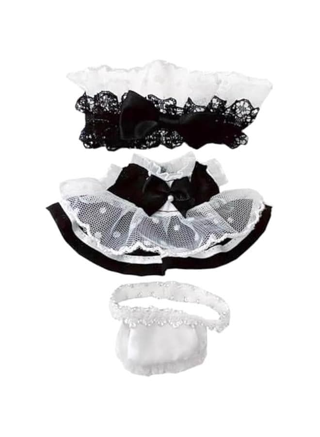 10cm Plush Doll Clothes Headdress Dresses Apron Black White Maid Outfit Dolls Dress Up Accessories