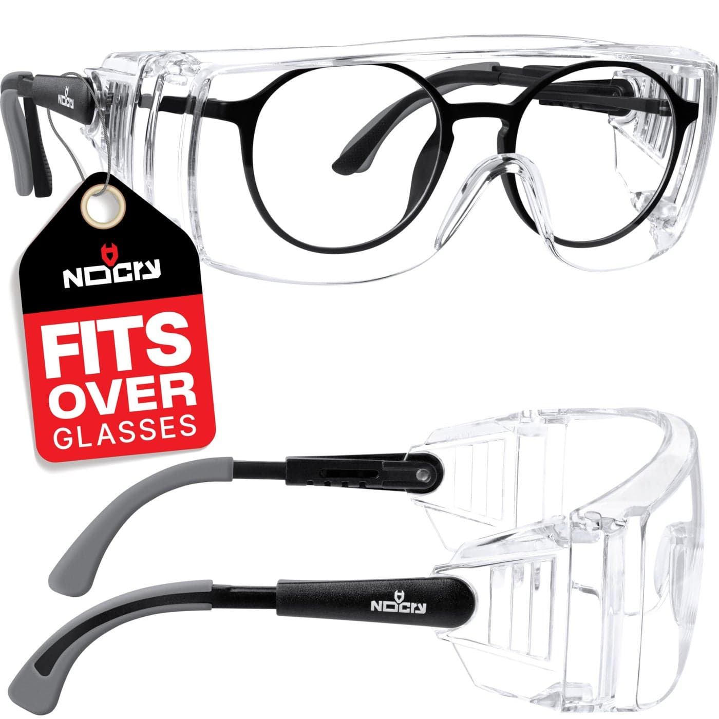 NoCry Safety Glasses Over Eyeglasses Fog and ScratchResistant Over Glasses Safety Glasses for Men and Women with Side Shields UV380 Protection ANSI Z87 Rated Perfect Safety Goggles Over Glasses