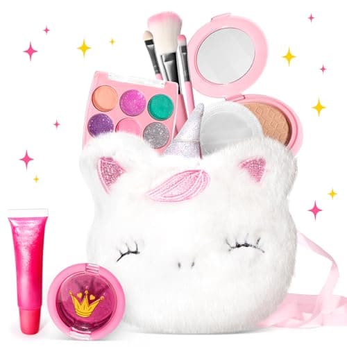 ULOVEME Kids Real Makeup Kit for Little Girls Real Non Toxic Washable Make Up Toy Umicorn Toys Gift for 3 4 5 6 7 8 9 10 12 Years Old Girls Birthday Mini White Umicorn