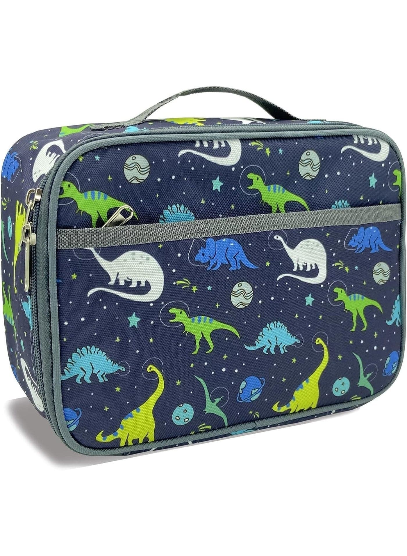 Lunch Box Kids, Insulated Lunch Box for Boys and Girls, Washable Lunch Bag, Easy to Clean and Maintain, Reusable Toddler Lunch Boxes for Daycare and School, Dinosaur Planet