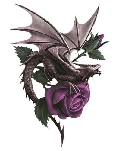 2 PCS Dragon and Purple Rose Vinyl Decal Waterproof Removable Stickers for Car Motorcycle Truck Fantasy Floral Decorative Sticker for Laptop A198