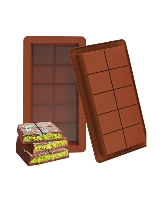 Rectangular Chocolate Mold Set – 2-Pack Food Grade Silicone Bar Molds for Baking, Candy Making & Ice Cubes (25cm x 13.5cm x 2cm)