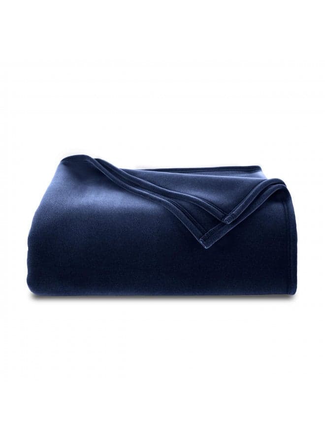 Vellux 1B07054 Original Insulating Core Hotel Style Solid blanket Machine Washable Soft Cozy Warm Thermal Durable Pet Friendly All Seasons Layering Bed Sofa Blankets Navy Blue, Twin, Blue