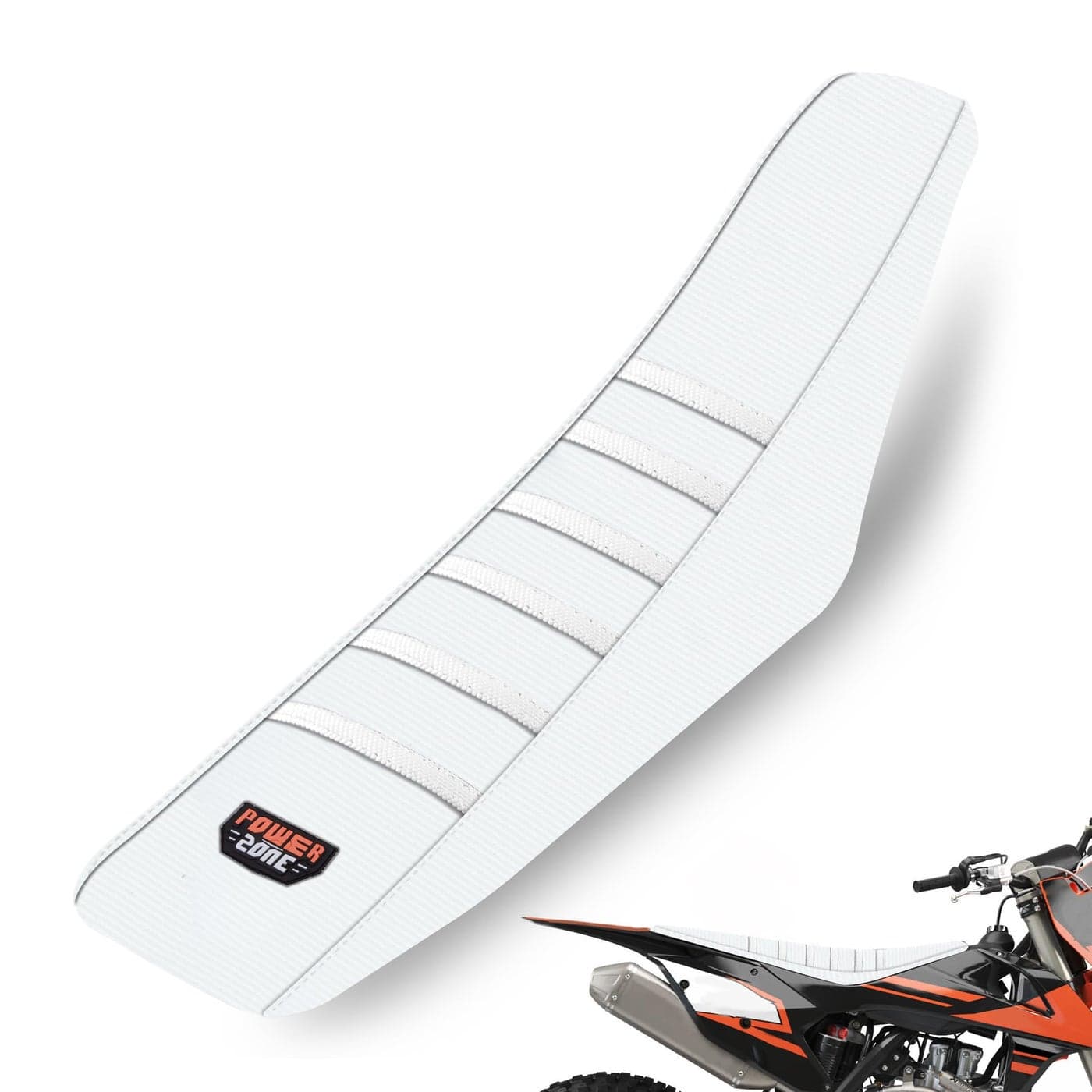 MCHMFG Universal Ribbed Dirt Bike Seat Cover Gripper Soft Seat Cover for Most Dirt Pit Bike Motorcycle All White
