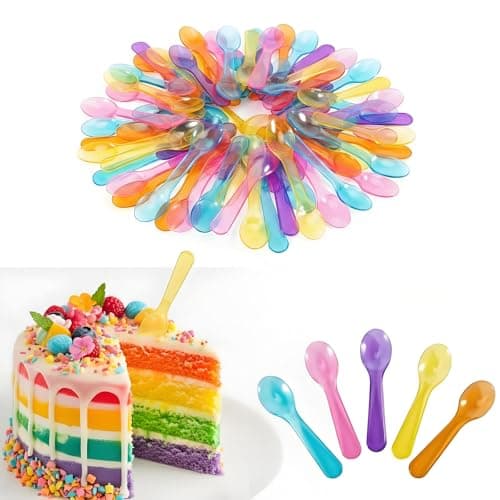 TANGTEA 200 PCS Mini Ice Cream Spoons - 3 Inch Tiny Plastic Disposable Tasting Spoons for Dessert, Yogurt, Baby Food & Sampling - Multicolor Small Spoon Bulk Pack for Parties, Events & Catering