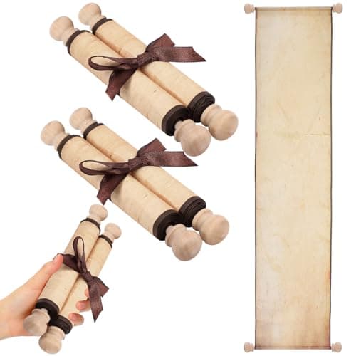 Epakh 2 Pack Blank Paper Scrolls Wrapped on Wood Rod for Writing Drawing Calligraphy Wedding Vows Cosplay Prop Renaissance Festivals Tabletop Role Playing GameOld Color