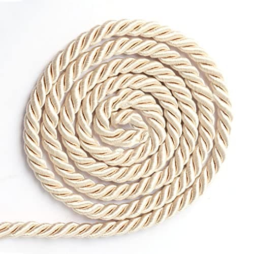 BEL AVENIR 6mm 16Yards Twisted Cord Rope Trim Craft Decorative Nylon Rope Handmade Cording for Sewing Crafts Upholstery Home Dcor Beige
