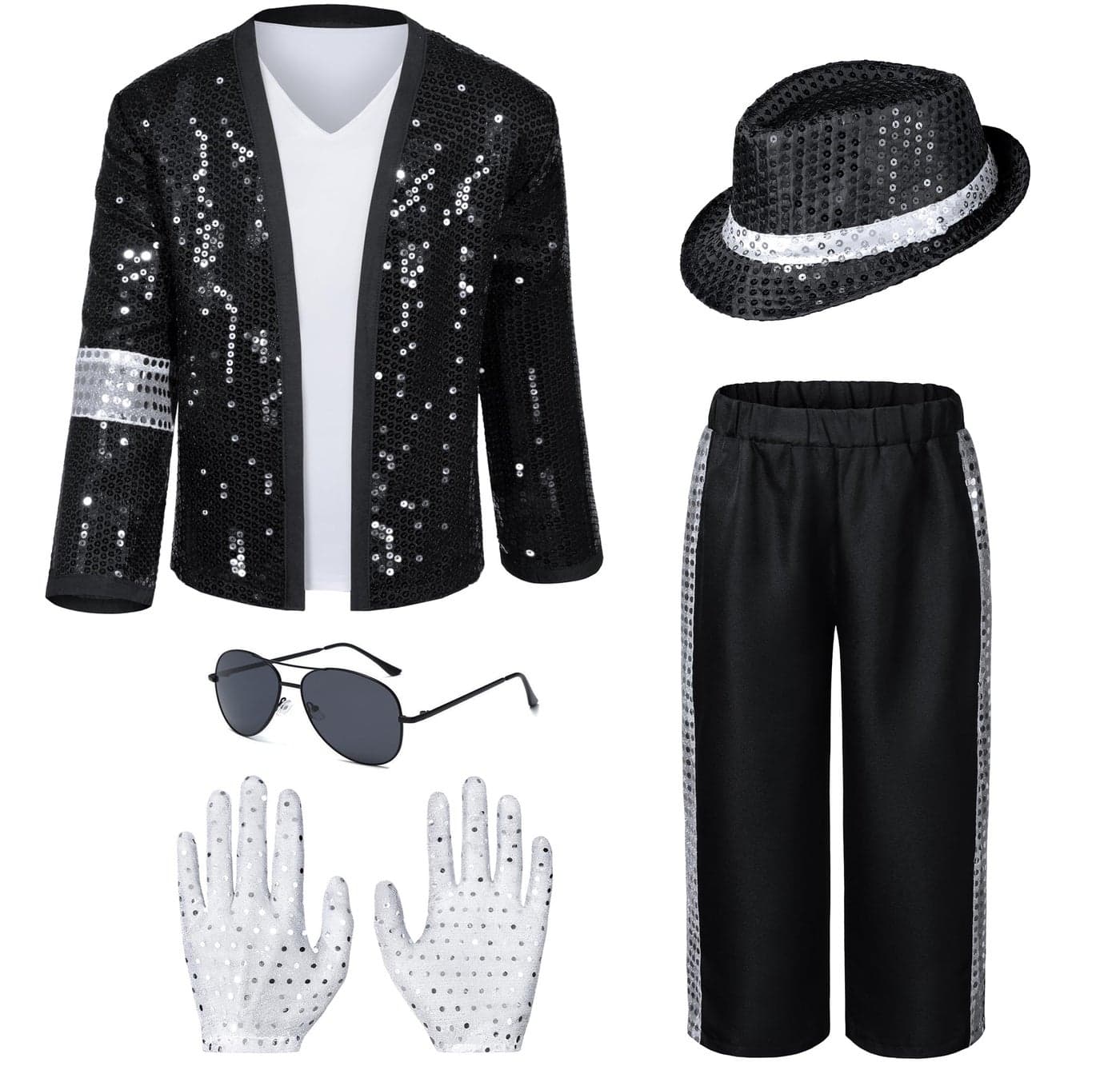 Dance Star Kids Costume for Boys 80s 90s Pop Stage Cosplay Party Halloween Role Play Black 810 Years