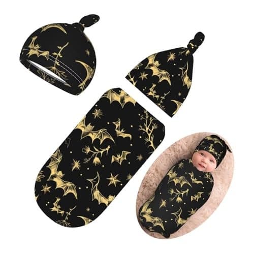 DTYYFBSN Gothic Newborn Swaddling Blanket Beanie Hat Funny Hallowmas Blanket Sleeping Bag New Born Sleep Sacks for Boys Girls