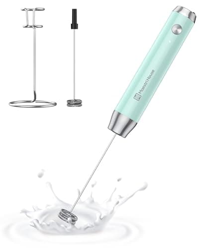 Maestri House Rechargeable Milk Frother with Stand, LunaFro Handheld Electric Foam Maker Waterproof Detachable Stainless Steel Whisk Drink Mixer Foamer for Lattes, Cappuccino