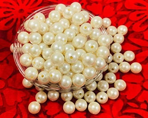 Delush Design Around 300 pcs White Pearl Beads Big Size 490g for Art and Craft and jewelery Making