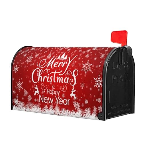 Anyako Merry Christmas Mailbox Cover Snowflake Welcome Red Mailbox Covers Magnetic Standard Size 21 X 18 Winter Xmas Holiday Mailbox Wrap Post Letter Box Cover Decor for Home Outdoor Yard Garden