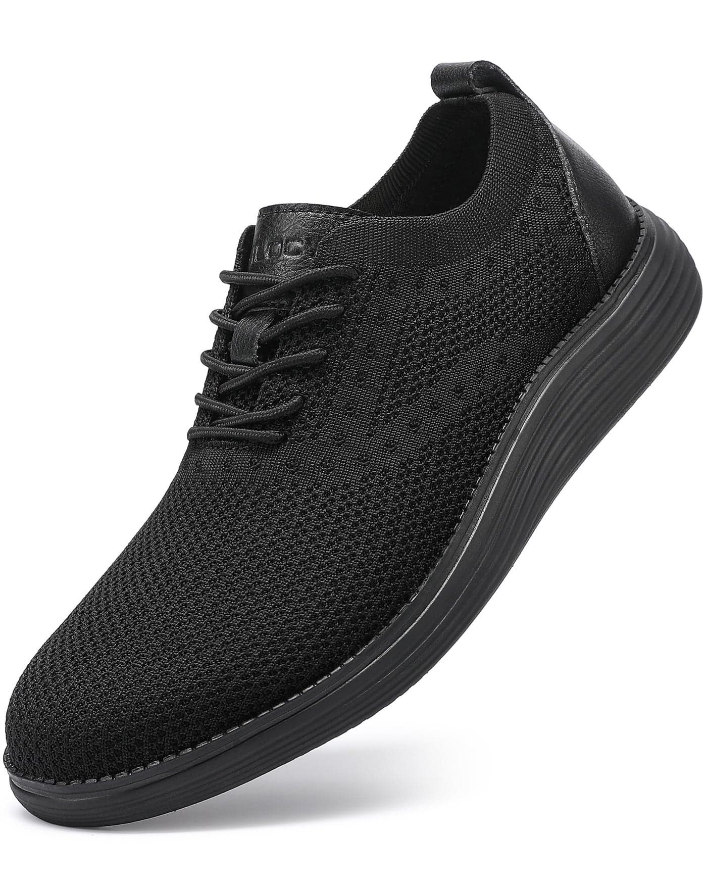 VILOCY Men's Casual Dress Sneakers Oxfords Business Shoes Lace Up Lightweight Comfortable Breathable Walking Knit Mesh Fashion Sneakers Tennis All Black,EU47
