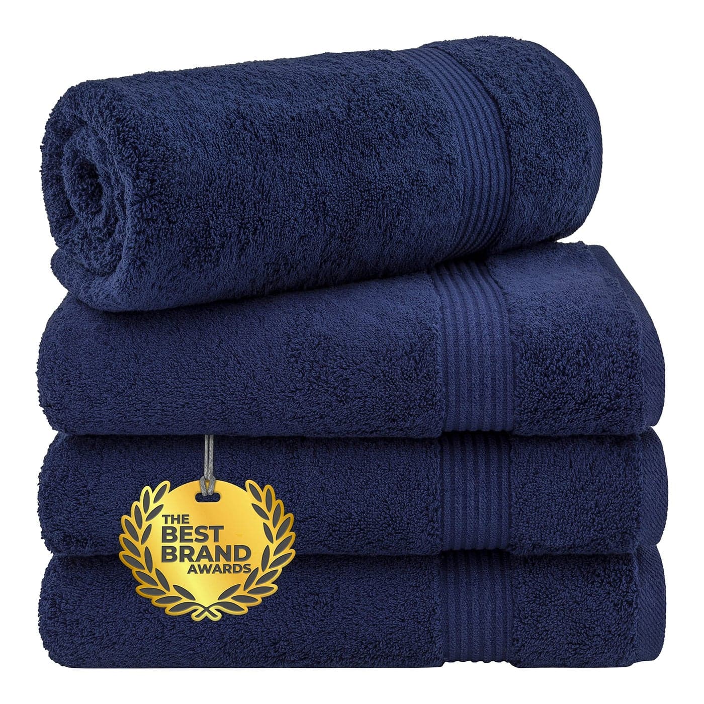 Cotton Paradise 4 Piece Turkish Bath Towels for Bathroom 100 Cotton Extra Large Soft Plush Towels Bathroom Set Navy Blue