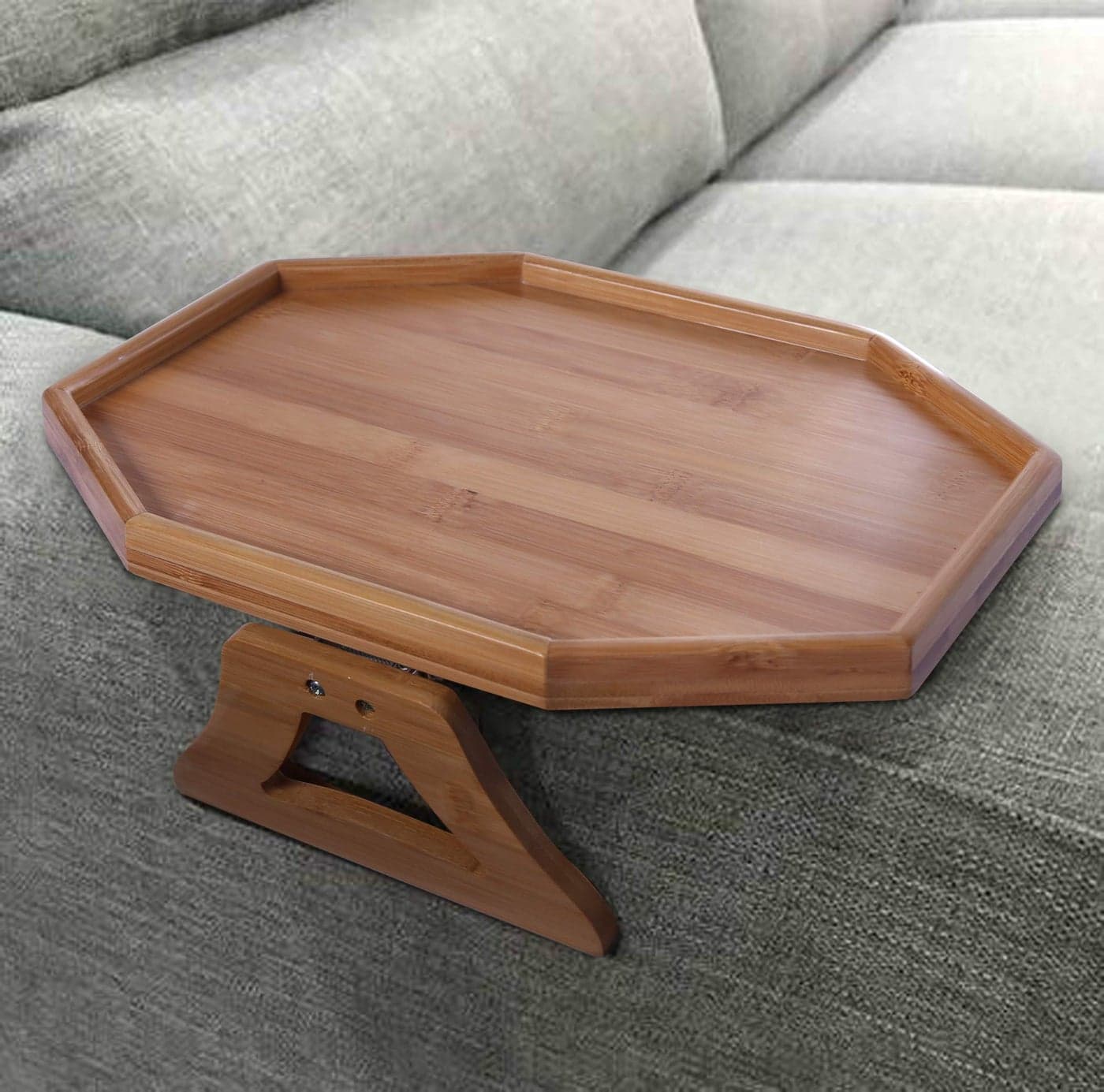 Xchouxer Side Tables Natural Bamboo Sofa Armrest ClipOn Tray Ideal for RemoteDrinksPhone