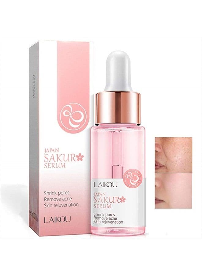 Sakura Face Fluid Essence Moisturizing Skin Shining Cherry Blossom Hyaluronic Acid Serum Essence Shrink Pores Tightening Skin Face Solution (17ml)