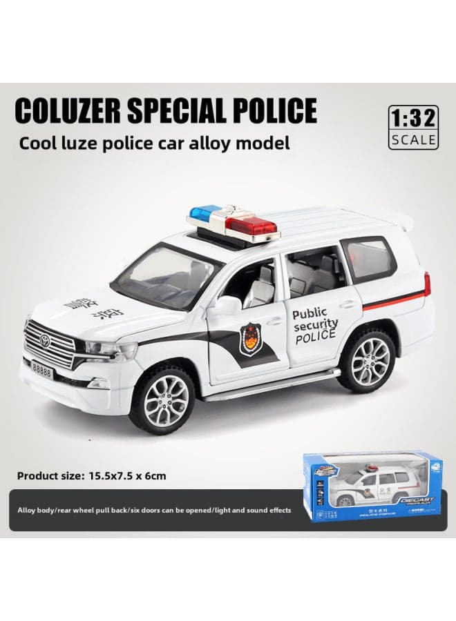 1:32 Police Car Model Children's Toy Car Alloy Light Music Pull Back Six Open Door Police Car Toy-Color:1 To 320000 Bao Kuroze Police Car-White