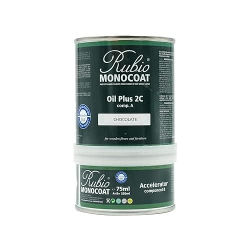 Rubio Monocoat Wood Stain & Finish 175 ft² - Natural | Oil Plus 2C | Quick-Dry, Eco-Friendly Linseed Wood Oil for Indoor Use, Includes Accelerator (Part B) | Protector | 350 ml
