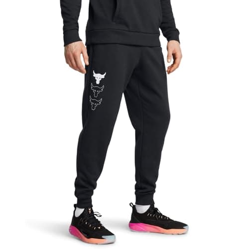 Under Armour Men's Project Rock Rival Fleece Joggers, (001) Black / / White, XX-Large