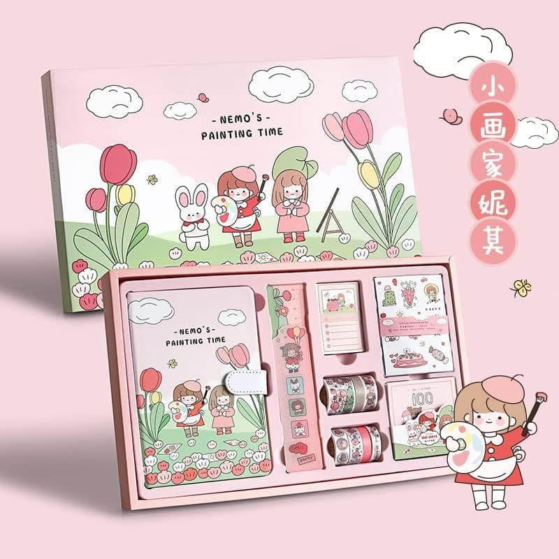 Buransh 346pcs Journal Supplies Kit Vintage Scrapbook for Art Journaling Bullet Junk Journal Craft Kits Notebook Collage Album Aesthetic Tape (Nemo's Painting Time- Pink)
