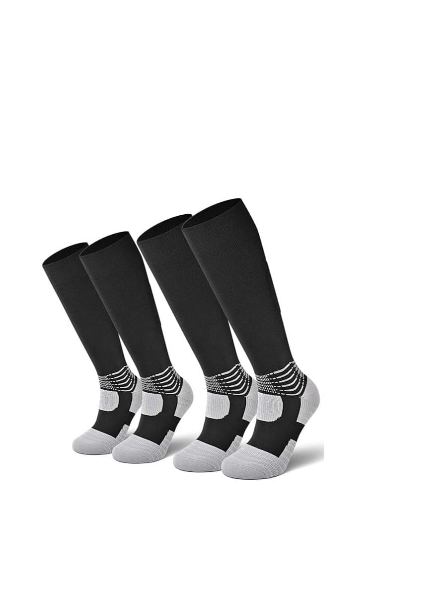 Soccer Socks, Knee High Soccer Socks Team Sport Cushion Athletic Socks for Kids Youth Adult, Wicking Anti-Slip Football Baseball Softball for Men Women Boys Girls, 2 Packs (One size fits all)