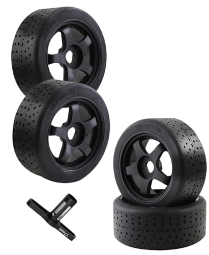 Rcarmumb RC Tires for 17 Infraction LimitlessDboots Hoons 42100 29 Belted RC Tires with Foam Inserts4PCS Front and Rear Mounted On 5Spoker Rc WheelsBlack