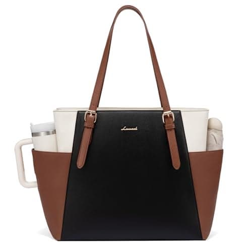 LOVEVOOK Laptop Tote Bag for Women With Large Cup Holder Leather Work Tote Bag for Women156 Inch Professional Computer Briefcase Business Teacher Commuter Shoulder BagOffice Travel Gift