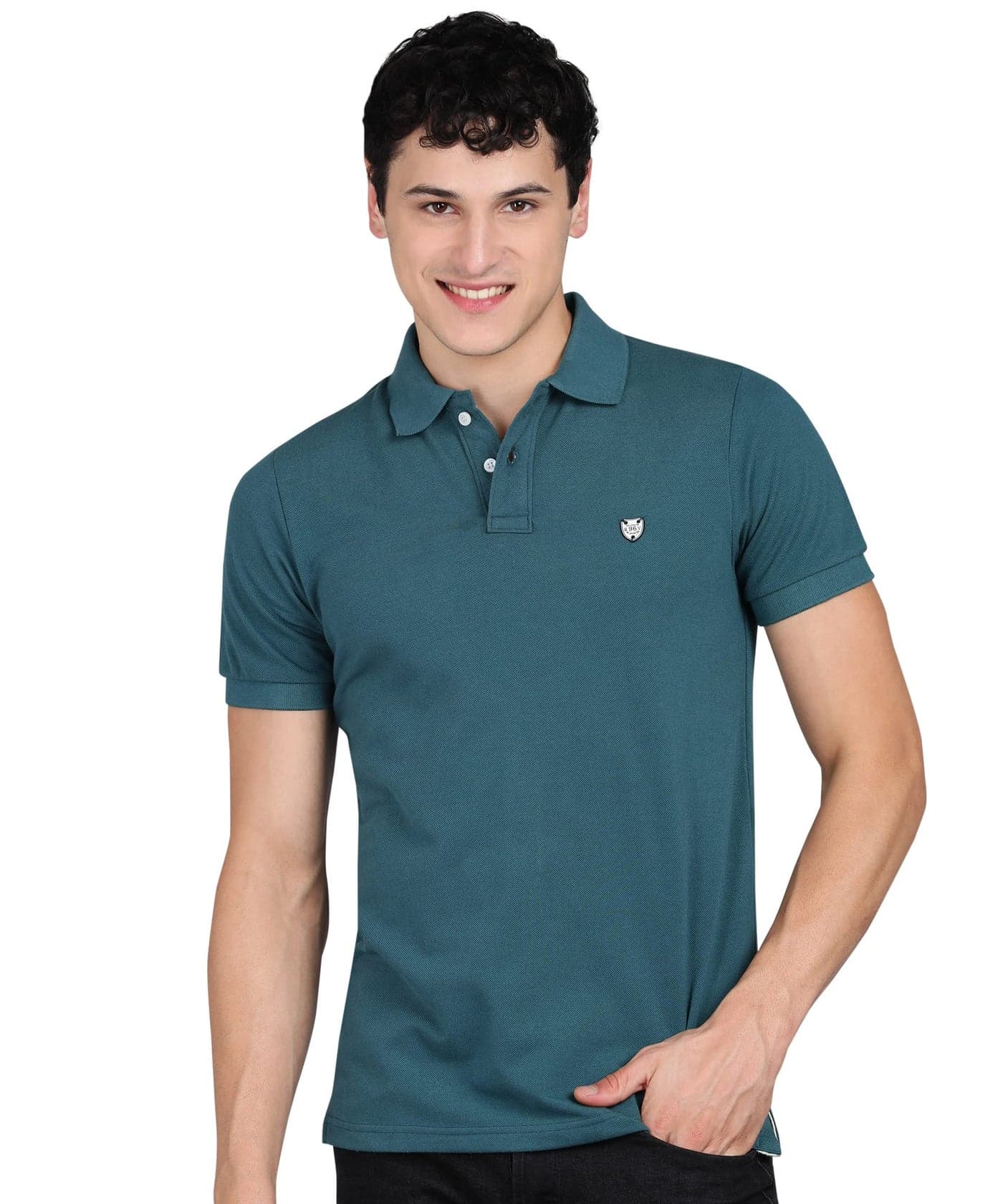 Alan Jones Clothing Men's Solid Regular Fit Polo T-Shirt | Casual & Formal Wear (Teal_2XL)