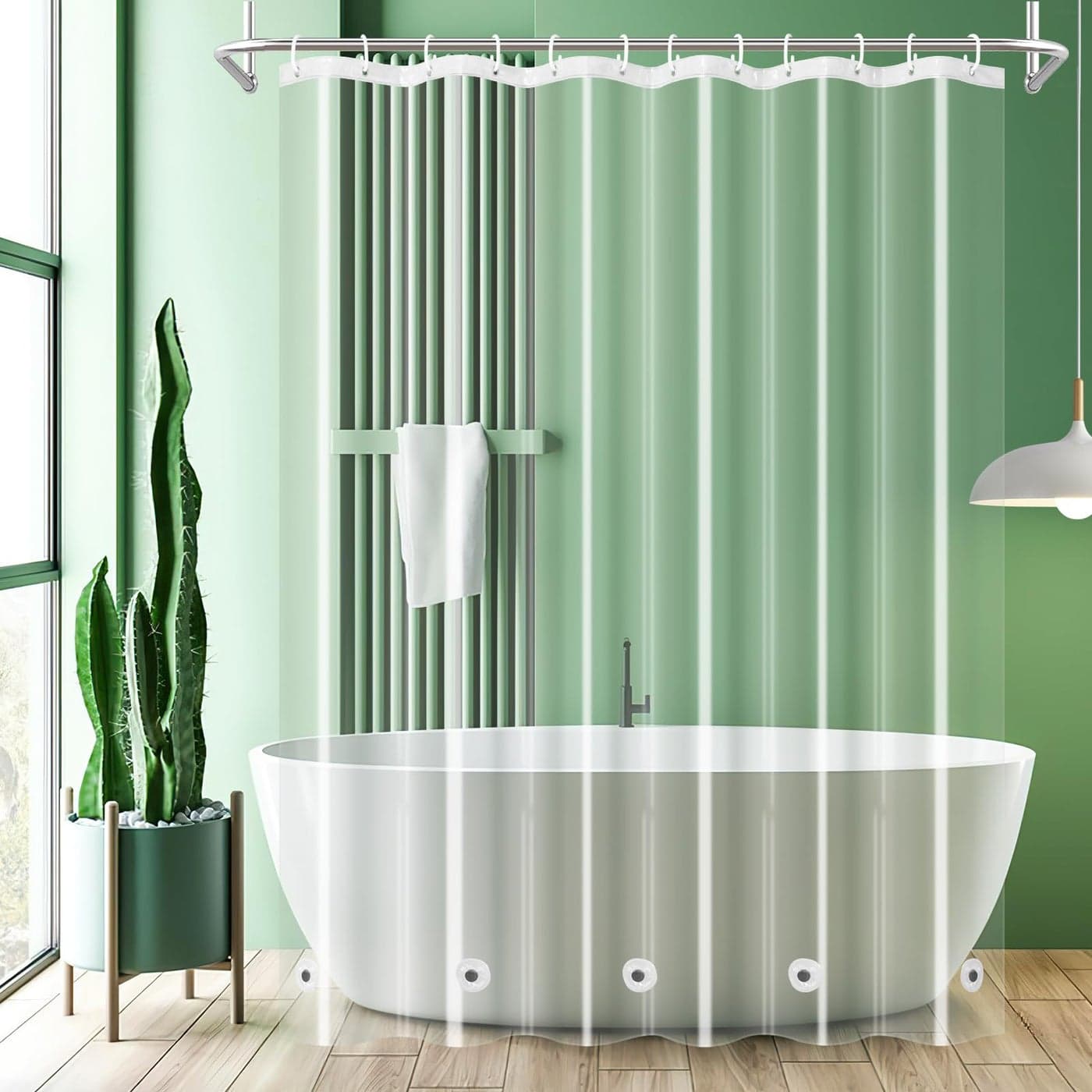 UFRIDAY Clear Extra Long Shower Curtain Liner 72 x 84 inchesHeavy Duty Waterproof Transparent Clear Bathroom Shower Liner with 5 Magnets Bottom
