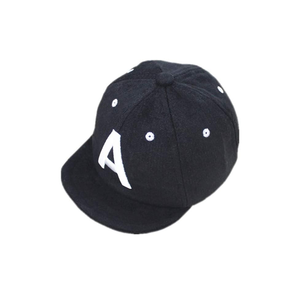 Baby Baseball Cap Striped Sun hat Letter Sun Protection Hat Infant Toddler Baby Boy Cotton Kids Children Adjustable Hats US Alpha Medium Black