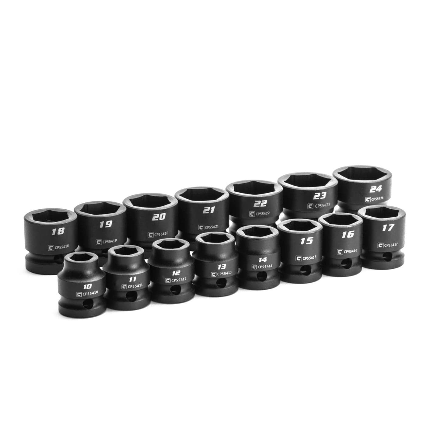 Capri Tools 12 in Drive Stubby Impact Socket Set Metric 10 to 24 mm 15Piece