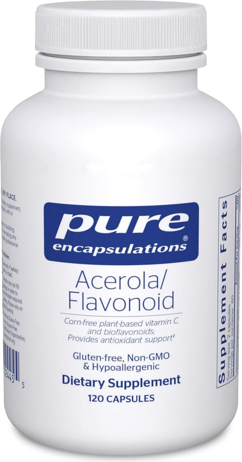 Pure Encapsulations AcerolaFlavonoid CornFree PlantBased Vitamin C and Bioflavonoid 120 Capsules