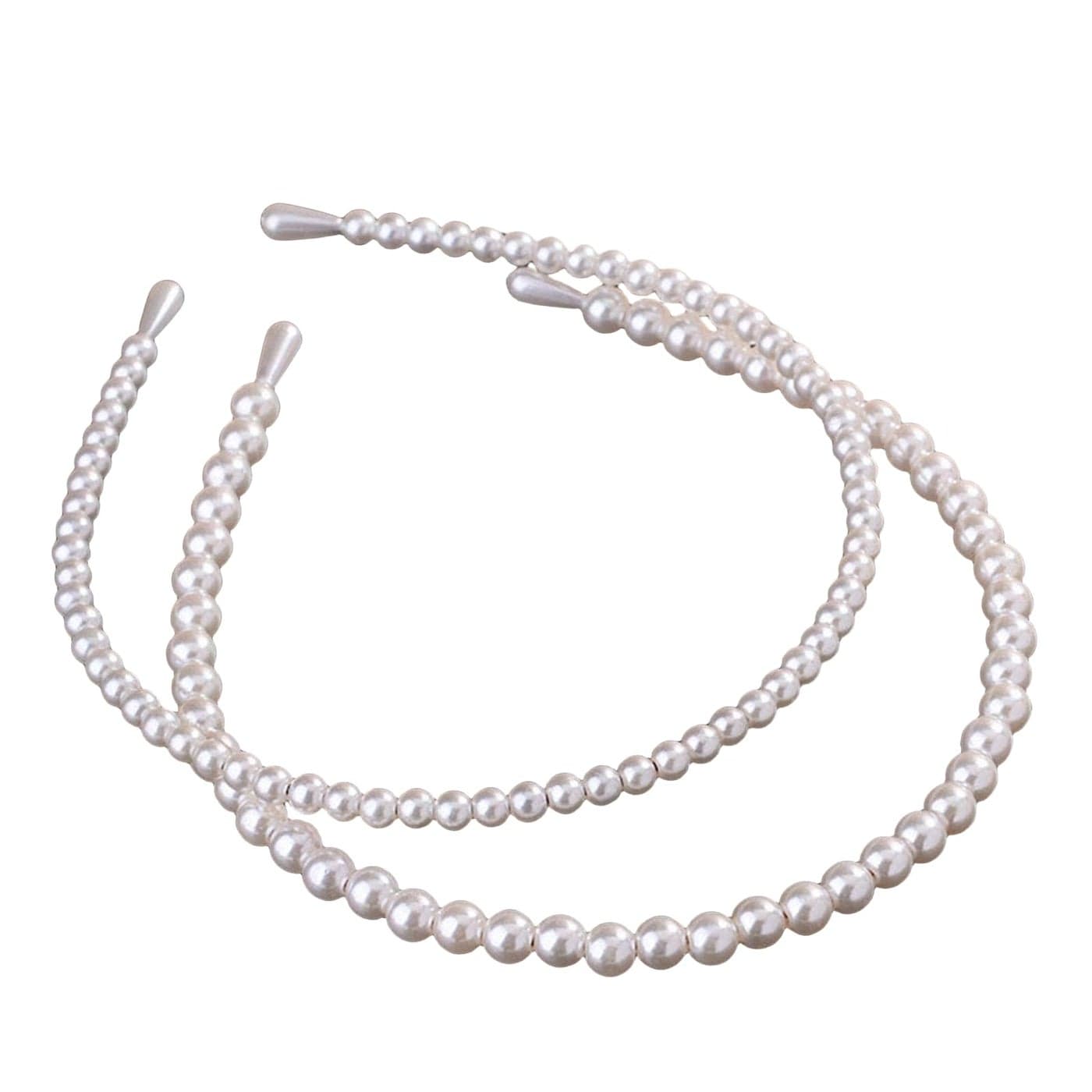 Aoxmas 2 Pack Pearl Headbands for Women Simple Design Hair Accessories for Wedding Party Bridal Birthday Gift
