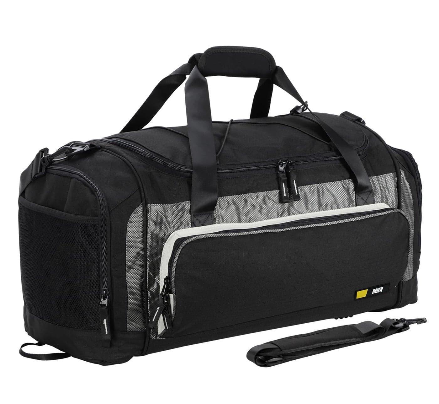 MIER Large Duffel Bag Mens Gym Bag with Shoe Compartment 60L Black