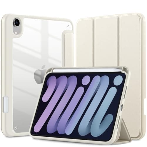 Mastten for iPad Mini 7 Case A17 Pro, for iPad Mini 7th/6th Generation Case 2024/2021 8.3 Inch with Pencil Holder, Hybrid Slim Clear Back Shell Cover Kids, Auto Wake/Sleep, Starlight