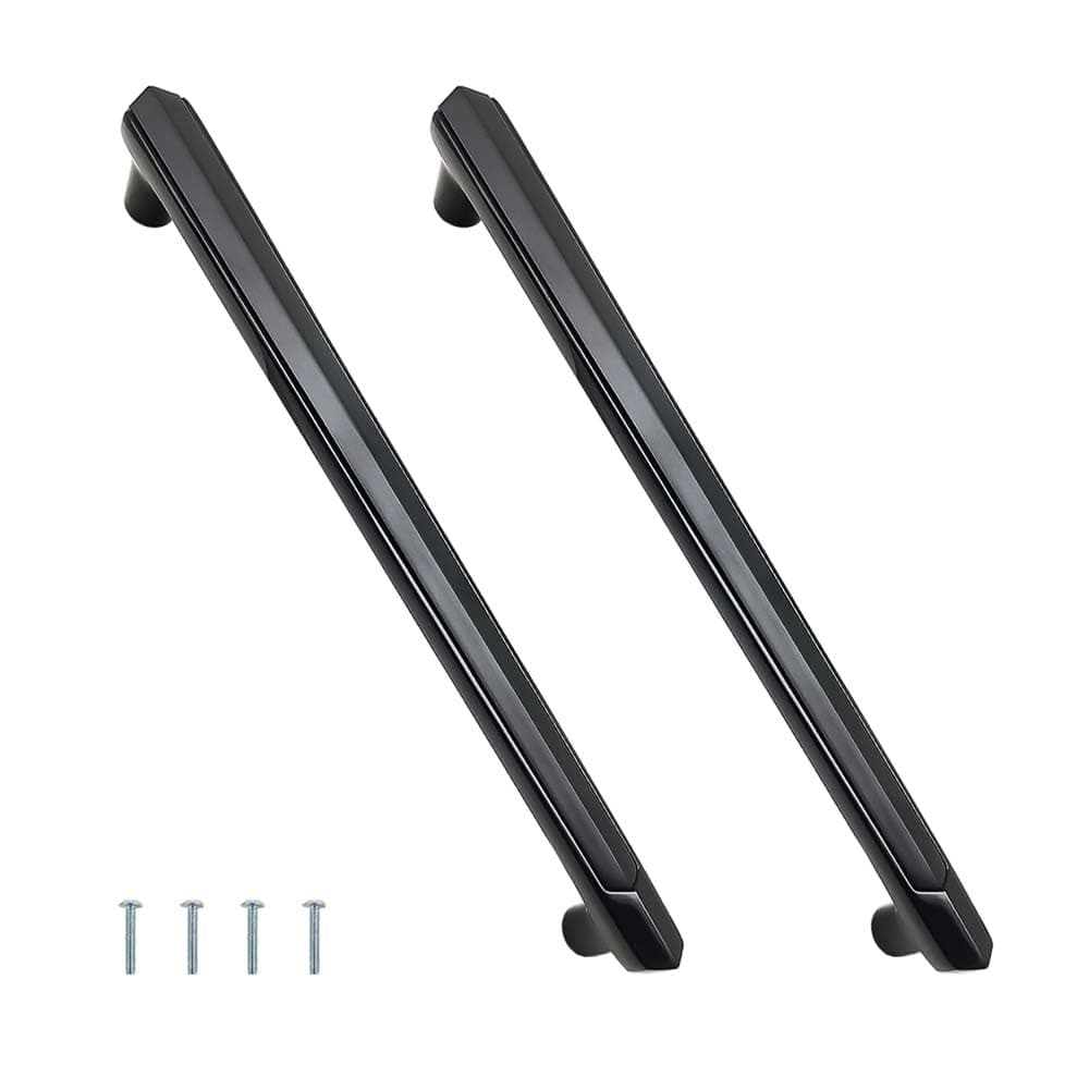 HYDERON Matte Black Handle 224MM 10 inch Modern Pull for Wardrobes Cabinets Drawers and Sliding Closet Doors Sleek Matte Black Finish for a Contemporary Look Pack of 2 Model No R201