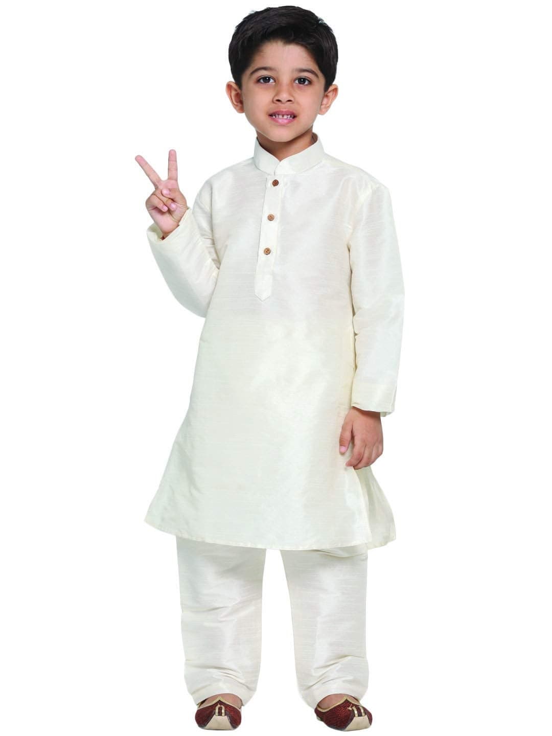 JBN Creation Boys' Cream Silk Blend Kurta and Pyjama Set_VASBKCR001nPCR_14