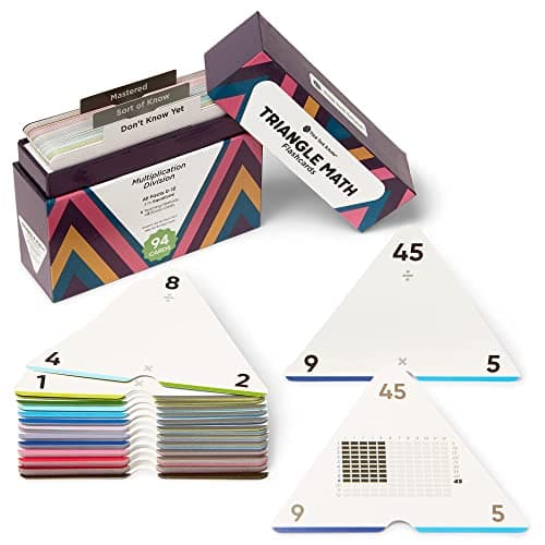 AwardWinning Triangle Math Flash Cards 376 Multiplication Division Facts 012 MasteryBased ColorCoded Learning for Grades 36 Durable Cards with Visual Aids