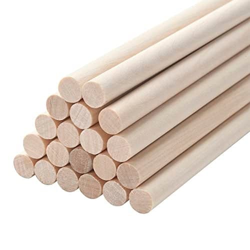 Wooden Dowels Wood Sticks for Crafts 3/8 x 12, 20 PCS Wood Dowel Rods, Round Macrame Dowels, Unfinished Hardwood Sticks for Arts and DIYers, Crafting, Tiered Cake Support and Wedding Ribbon Wands