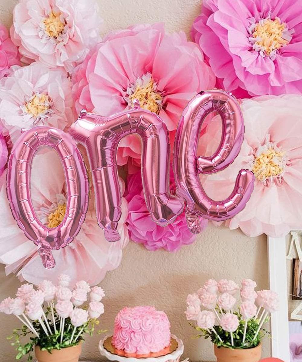 AMFIN® 35 x 15 Inch One Letter Foil Balloon for 1st Wedding Anniversary, 1 Month Baby Decoration/First Birthday Decorations Items for Baby Girl/Its My First Birthday Decorations Balloons- Pink