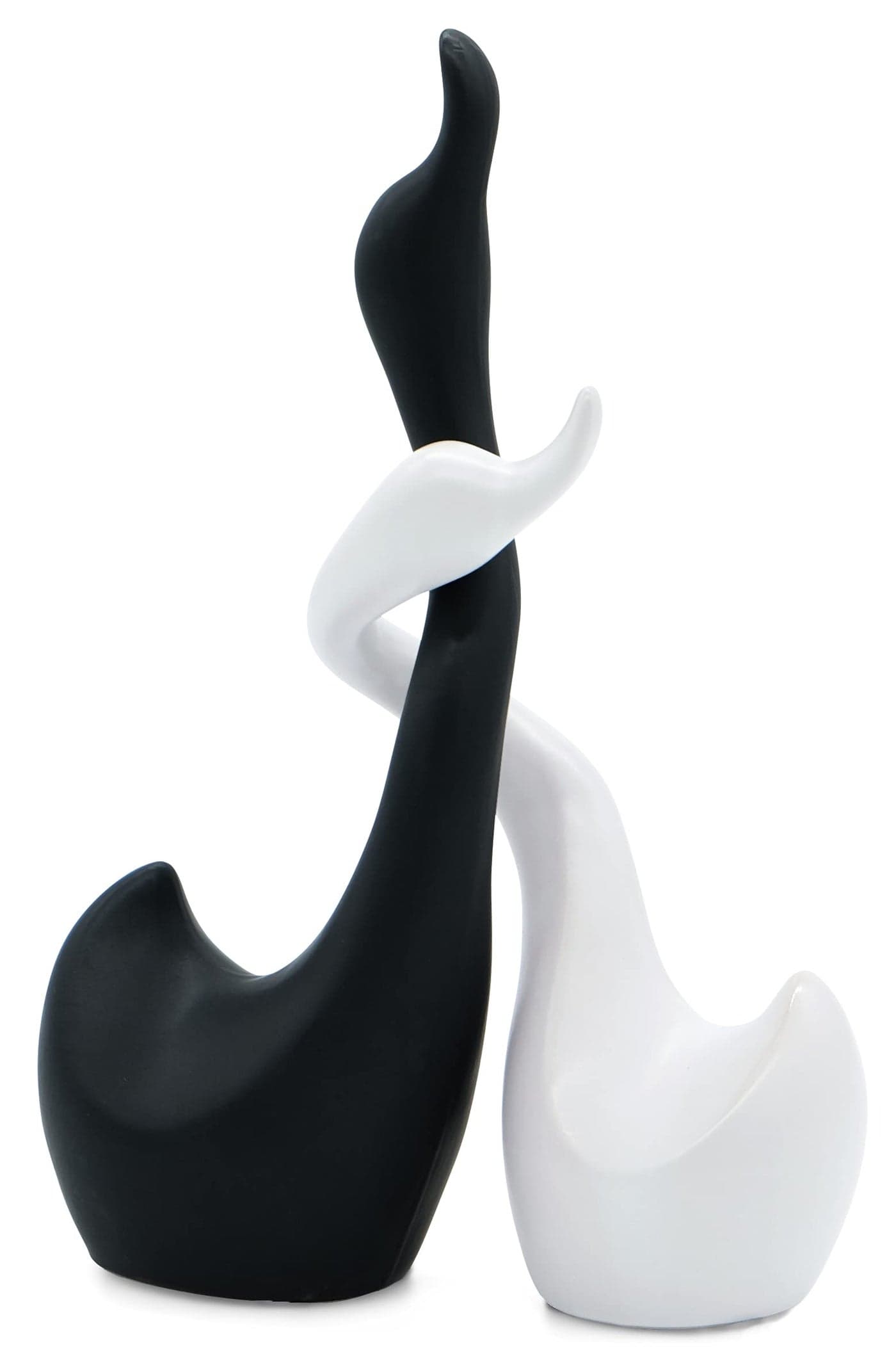 Vaudagio Loving Swans in Black and White Decorative Figure swan Pair 9 high as Handmade Ceramic Sculpture Set Animal Figurines Home Decor Modern as a Gift