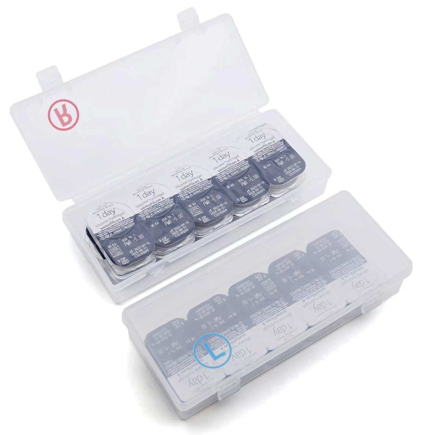 2 Pack Contact Lens Organizer CaseEach Hold 20 PCS Total Hold 40 PCS Portable Storage Case for Disposable Daily Contact Lenses Storage Case with Labeled RL for All Brand Cosmetic Contact Lens