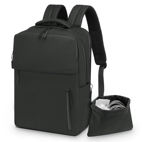 SUIKIHUM Lightweight Commute Backpack for Men & Women, Water-Resistant Travel Daypack with 15.6-Inch Laptop Compartment & Anti-Theft Pockets, Black