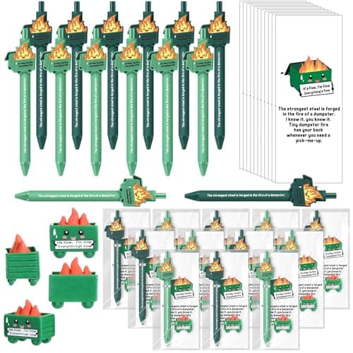 Sayglossy 12 Set Dumpster Desk Accessories Positive Appreciation Gift for Nurses Teachers Bulk Thank You Pen Mini Figurine Inspirational Bookmark for Team Employee Coworker Office Funny Stress Relief