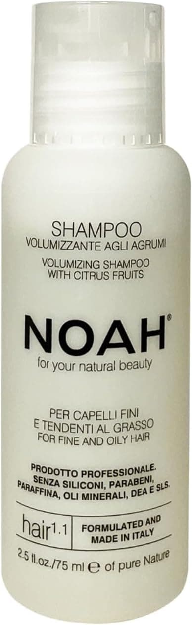 NOAH Hair 11 Volumizing Shampoo with Citrus Fruits Boosts Volume for Fine Oily Hair Gentle Cleansing Strengthens with Wheat Protein Adds Shine Balances Scalp Paraben SLS Free 75ml