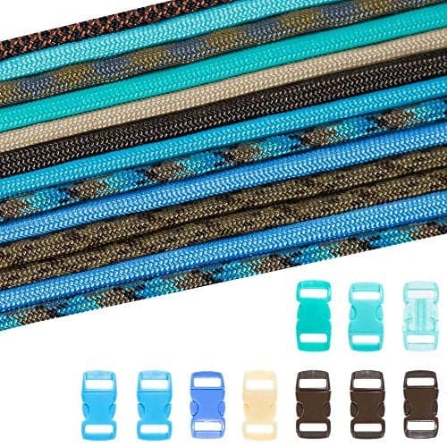 Paracord Planet 550lb Type III Paracord Combo Crafting Kits with Buckles – 100 ft