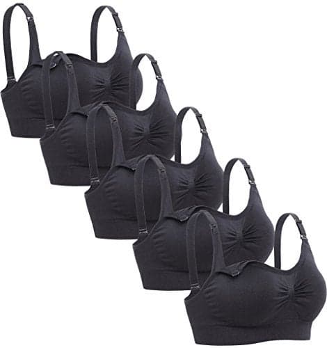 Lataly Womens Sleeping Nursing Bra Wirefree Breastfeeding Maternity Bralette Pack of 5 Color Black Size 2XL